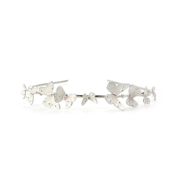 Cerchietto tiara con farfalline bianche - immagine 2