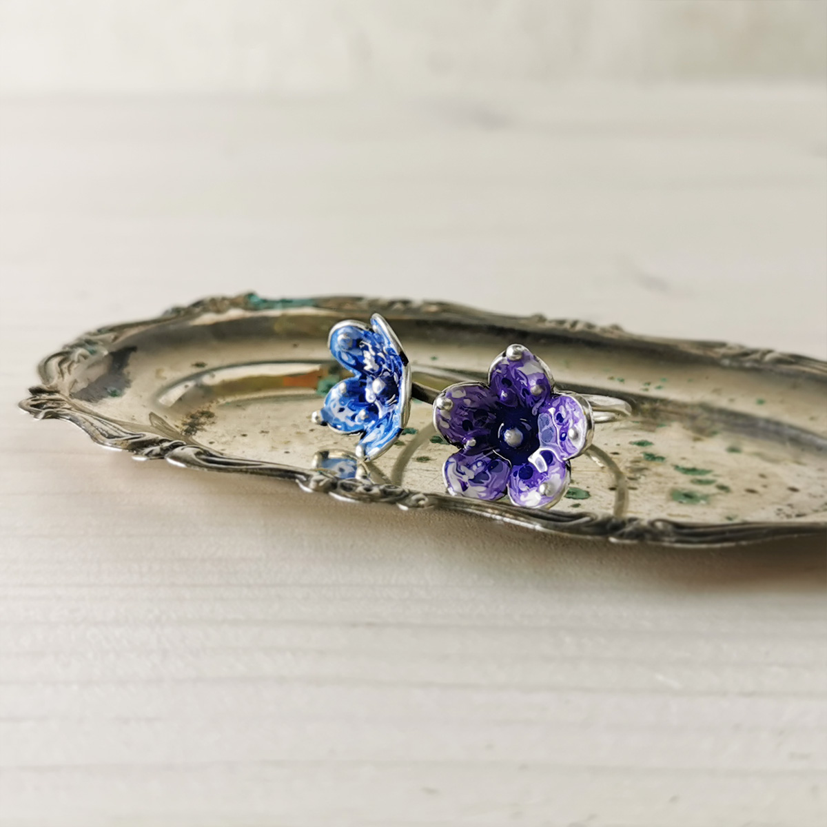 Anello fiore azzurro - immagine 3